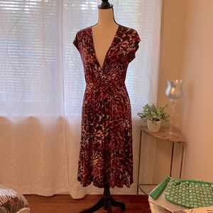Sangria Deep V-neck/wrap neck animal print dress